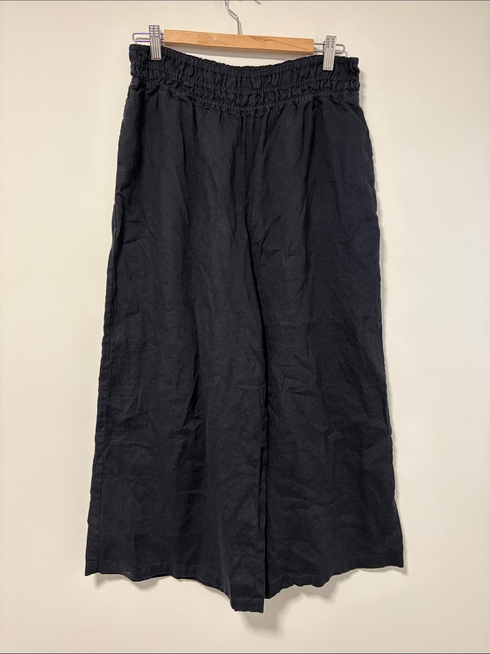 Anthropologie Wide-Leg Black Linen Pants
